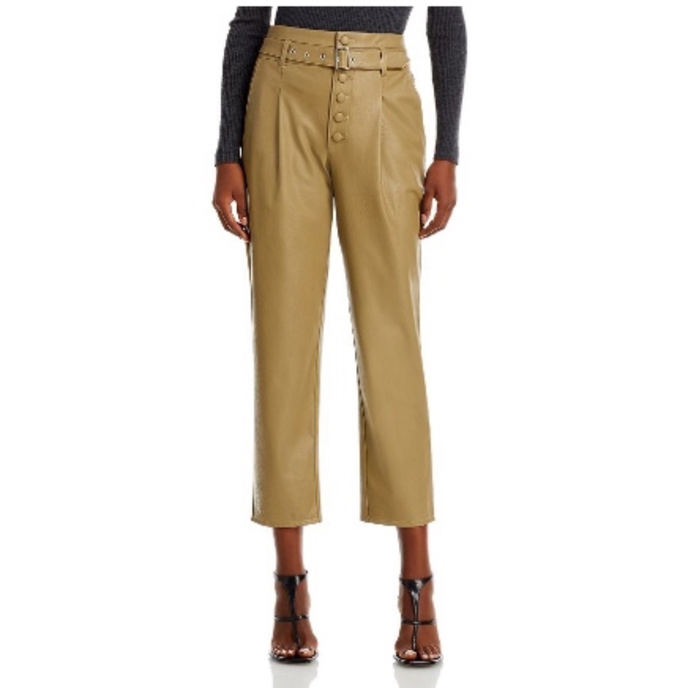 PAIGE Maria Faux Leather Pants Olive